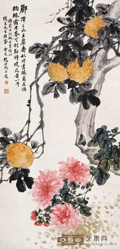 赵士鸿 1815年作 花香似酒 立轴 105×50.5cm